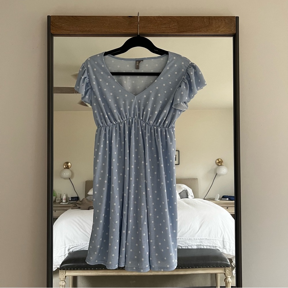 ASOS Maternity Polka Dot Mini Babydoll Dress w Flutter Sleeves